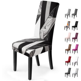 BalladHome® Chair Covers, Stretch Chair Covers, Universal Dining Room Chairs, Chair Covers, Decorative Chair Cover, Removable Protective Cover for Wedding Parties, Banquets, Hotel (Pack of 4, Black