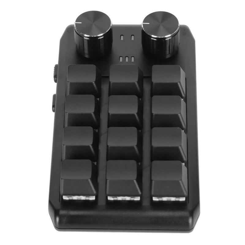 Mini Custom Keypad 12 Mechanical Keys 2 Knobs Programmable Red