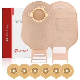 DERAYMI 30PCS Colostomy Bags Ostomy Supplies, 15-57mm Can Be Cut Convex Two-Piece Ostomy Bag, Colostomy Supplies Used for Stoma Skin Is Depressed and Uneven (20 bags, 10 convex bottom trays)