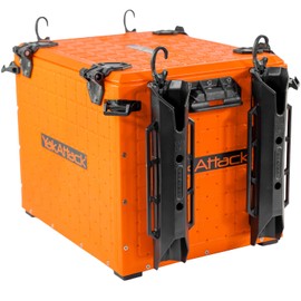 YakAttack BlackPak Pro Kayak Fishing Crate - Includes 4 Attachable Fishing Rod Holders, 13" x 16" - YakAttack Orange | Kayak Fishing Accessories