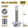 Mywish 200pcs #10×1" Self Tapping Screws for Metal, 410 Stainless