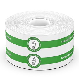 Geepen 500Pcs Safe Secure Tamper Evident Seals Stickers for Drink Lids 1" x 9" Food Delivery Stickers Sealed for Freshness Labels Drink Food Coffee Milk Tea Tamper Proof Sticker Green