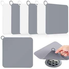 Yinkin 6 Pcs Shower Drain Cover Floor Drain Cover to Keep Bugs Out Silicone Tub Stopper Sewer Anti-Odor Mat Deodorizing Plugs for Bathroom Kitchen Laundry(Grey and White,7.76 x 7.76 Inch)