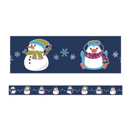 Carson Dellosa Straight Snowman Bulletin Board Borders—12-Piece Snowman, Penguin, Snowflake Bulletin Board Border Strips, Homeschool or Classroom Decor (3' x 3")