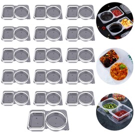 16 Set Double Compartment Condiment Containers with Lids, 2025 New Disposable 2 Compartment Snack Containers, Portion Cups Reusable Plastic Snack Container for to-go Sauce, Sampling, Travel Snack