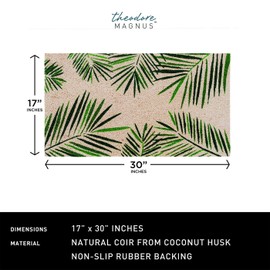 Theodore Magnus Natural Coir Doormat with Non-Slip Backing - 17 x 30 - Outdoor / Indoor - Light Natural - Palm Springs - COIR-1730-15-151