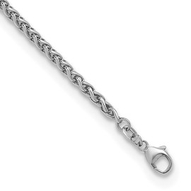 Auriga Fine Jewelry 925 Sterling Silver Rhodium-plated Polished 3.0mm Wheat Chain Bracelet 7.5"