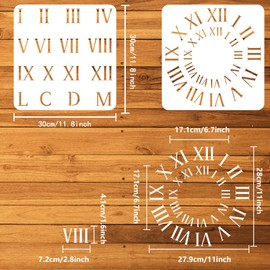 FINGERINSPIRE 2 PCS Roman Numerals Painting Stencil 11.8x11.8 inch Reusable Clock Face Numbers Stencil Numeric Symbol Stencils Plastic Craft Stencils for Painting on Wall Wood Furniture DIY Home Decor