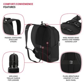 SwissGear Orientation Laptop Backpack, Black, 17”x12”x7”