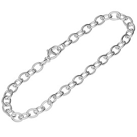 NKlaus 26 cm Anklet 925 Silver Anchor Chain Wide 4.8 mm Wide Women's Ankle Chain 14614, Sterling Silver Silver, No gemstone