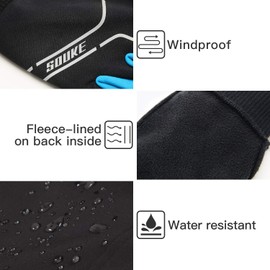 Souke Sports Guantes de ciclismo de invierno para hombres y mujeres, guantes acolchados para pantalla táctil, resistentes al agua, resistentes al viento, cálidos, antideslizantes para correr, ciclismo, entrenamiento (azul, XL)