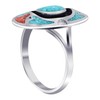 Southwestern Style Turquoise & Coral Gemstone 925 Sterling Silver Ring