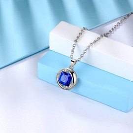 Besilver 925 Sterling Silver Solitaire Birthstone Necklace for Women Round Cut Birthstone Pendant Necklace Birth Month Necklace Birthday Gifts for Women Gilrs Graduation Gifts for Daughters Friends,