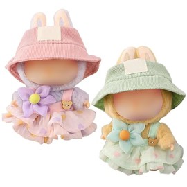 2PC Clothes Set for 17cm Doll,Outfit Set by Hat & Skirt of Clothes Designer,Doll Clothes of Green/Purple,Cute Clothes for Dress up Unique Style
