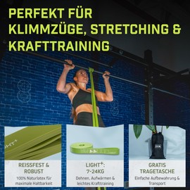 Wild Instincts Pull Up Band Light+ 2.2 cm / Band for Pull-Ups, Fitness Bands Set/Resistance Bands Set/Elastic Band Sport/Resistance Bands for Crossfit & Stretching + Bag + Training WebApp
