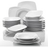 MALACASA 36-Piece Square Dinner Sets, White Porcelain Dinnerware Set with