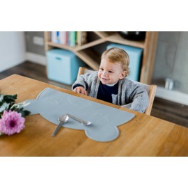 Kindsgut Placemat Bear Placemat, Placemat in Child-friendly Design and Subtle Colours, BPA Free, Dark Grey