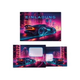 12 Invitation Cards for Children's Birthday Party Racing Car Boys Children Cool Colourful Invitations Birthday Invitations Kids Includes 12 Envelopes, 12 Bags, 12 Stickers