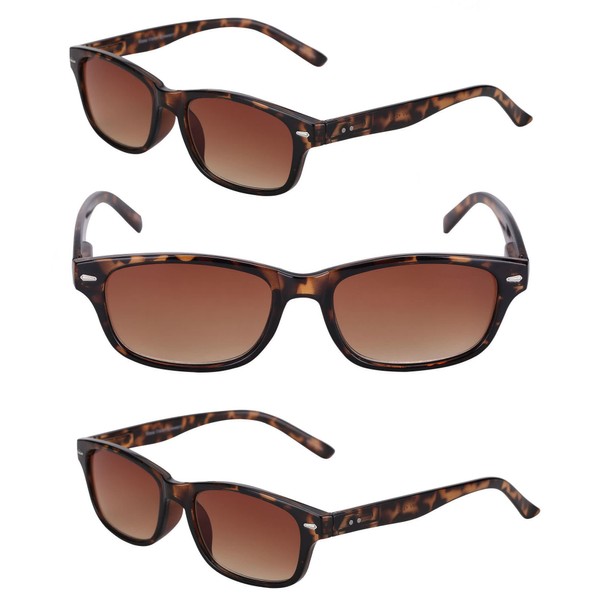 3 pares de gafas de sol de lectura completas (no biifocal) para hombres y mujeres – lectores de sol al aire libre, carey (Tortoise/Tortoise)