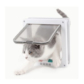 Small Cat Door 19 * 20 * 2cm,4 Way Locking Cat Flap Door,Silent Dog Door Pet Flap Easy to Install,Suitable for Cats Kitties and Kittens …