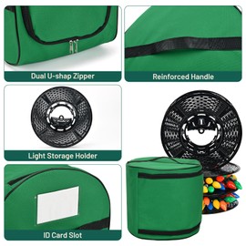 Christmas Light Storage Bag, Heavy Duty 600D Fabric with Reinforced Handle, 3 Reels Stores up to 375 Ft of Mini Lights & Extension Cords, Waterproof & Anti-tear Christmas Storage Bag for Holiday,Green