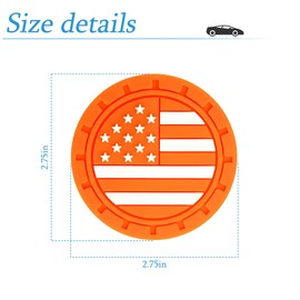 AUCELI 4 Pack Car Cup Holder Coasters, Colored American Flag US Flag Insert Car Cup Coaster, 2.75 Inch Anti Slip Shockproof Embedded Drink Mat, Vehicle Interior Decor Accessories