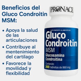 Gluco Condroitin Soporte Articular 200 Tabletas Pronacen Sin Sabor