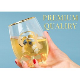 Onebttl Shih Tzu Gifts for Women, Dog Mom, Dog Lover Gifts for Women Dog Owner, 17 Oz Stemless Wine Glass