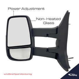 Spieg Driver Side Long Arm Mirror for 2015-2023 Transit 150 250 350 Cargo Van | Extended Left Side View Mirror Assembly with Power Adjustment Non-Heated Manual Fold | Textured Black 3 Pins FO1320628