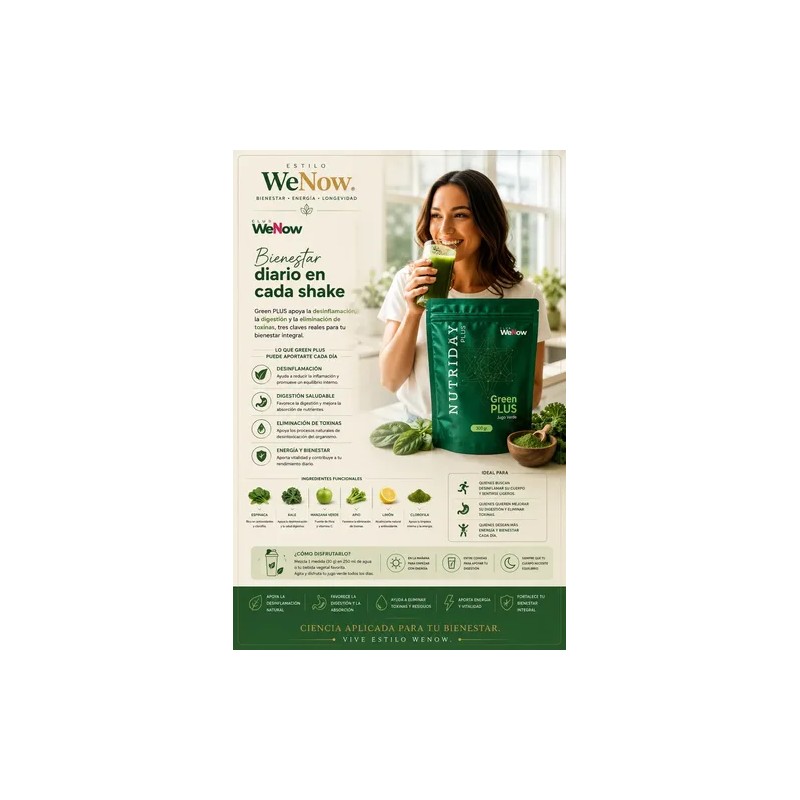 Jugo Verde Detox Green Plus 300g Energía Alcalinizante
