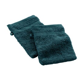 Douceur d'Intérieur, Elegance Blue Face Cloths 15 x 21 cm 100% Cotton Plain Set of 2