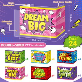 Affrolling 24 Pcs Inspirational Privacy Folders for Students Privacy Boards Cardboard Desk Divider Classroom Waterproof Testing Divider Bulk for School Teacher Home Focus Study Supplies (Hero)