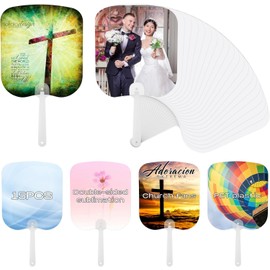 Framendino, 15 Pack Sublimation Fan Blanks Plastic Handheld Fans Double Sided for DIY Craft Rectangle