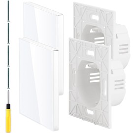 Acmerota Single Blanking Plate Socket Covers Single Electrical Blanking Cover Tempered Glass Plate for Electrical Sockets Decoration with Screws (White, 86mm x 86mm,30mm Deep)