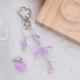 Purple Star Keychain Accessories Y2k Shell Ocean Charms Phone Bag Charms for Women Girls Aesthetic Keychain for Car Keys Handbag Accessories for Women Heart Keyring for Handbag Bag Accessories Charm