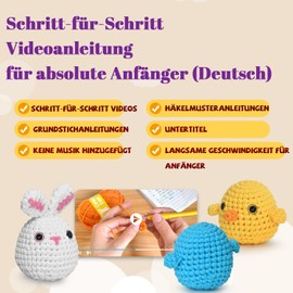 Crochet Starter Set for Beginners, Crochet Set for Animals, Beginner Set for Crochet, Gift for Birthdays, Crochet for DIY, Crochet Sets for Children and Adults with Step-by-Step Video Instructions