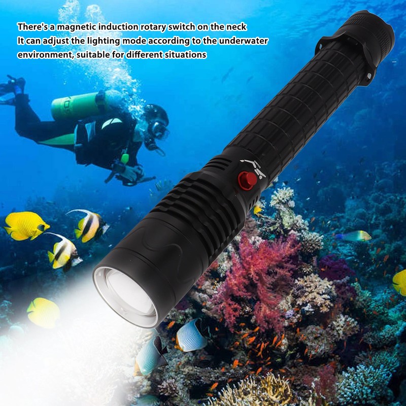 Professional Diving Flashlight with Magnetic Key Switch 3 Modes Super
