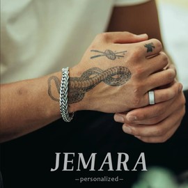 JEMARA 2 Pcs Stainless Steel Bracelets for Mens,Sturdy Curb Width Rope Cuban Chain Bracelet Set Adjustable Stack Silver Chain Bracelet for Men