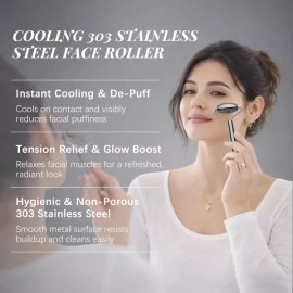 Please Refer to Product Description 303 스테인리스 스틸 페이스 롤러 세트 - 림프 배액 및 조각용 마사지 도구 아이스 구아샤 셀프 케어 303 Stainless Steel Face Roller Set - Lymphatic Drainage and Contouring Massage Tool Ice Guasha Self Care