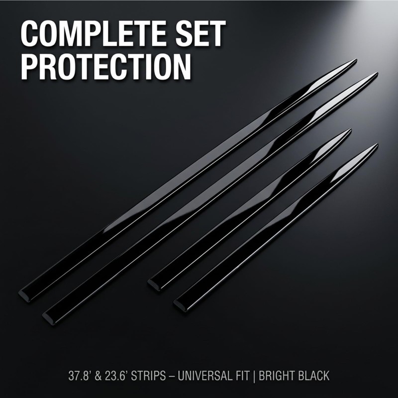 Black Car Door Side Body Guards, 4PCS Body Side Trim