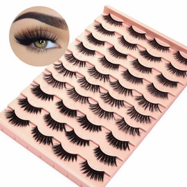 Mlen Diary False Eyelashes 20 Pairs Faux Mink Eye Lashes Natural Look 4D Curl Wispy Fake Eyelashes Mixed 4 Styles for Women Girls