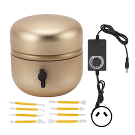 Mini Pottery Wheel Machine Stepless Speed Regulation Portable Gold Pottery Forming Machine for DIY Ceramic Work 100‑240V AU Plug