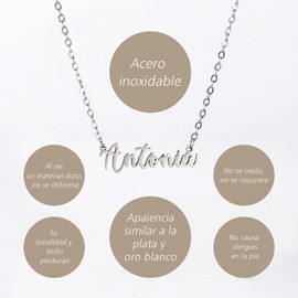 various Halskette mit Namen, Edelstahl, personalisierbarer Namensanhänger, silberfarben – personalisierte Geschenke für Frauen, Mütter, Mädchen, Paare oder beste Freundin, Plateado, Edelstahl, Nicht