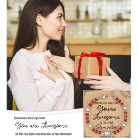 Coworker Gifts for Women, Valentines Gifts, Red Beaded Bracelets for Women, You Are Awesome Bracelets, Friendship Gifts for Women Birthday Unique Thank You Gift Easter Basket Adults