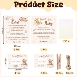 Sinmoe 2 Baby Shower Games for 20 Player, Dont Say Baby and Cut The Cord Games Bear Theme Baby Shower Games for Boy, Girl, Unisex Gender Reveal Parties and Baby Shower Party Favors