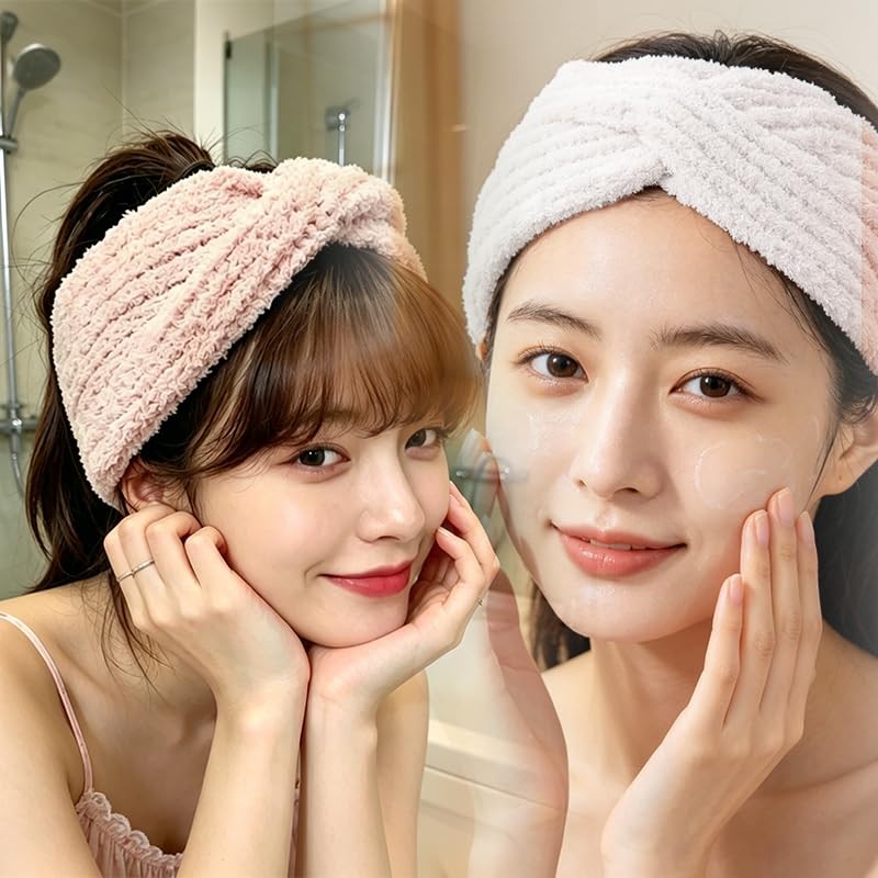 wowjimi ヘアバンド 2本セット 洗顔 おしゃれ レディース 化粧 お風呂用 柔らかい 可愛い