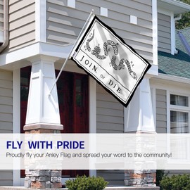 Anley Fly Breeze 3x5 Foot Join Or Die Flag - Vivid Color and Fade proof - Canvas Header and Double Stitched - Rattlesnake Flags Polyester with Brass Grommets 3 X 5 Ft