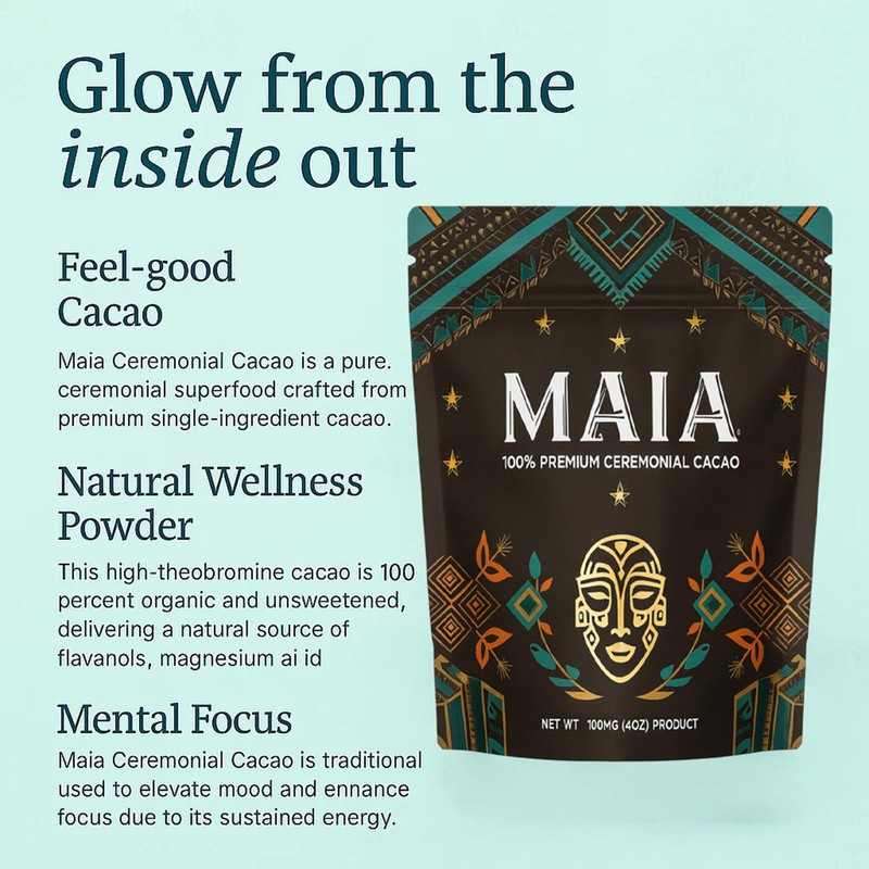 Maia Ceremonial Cacao, with Flavanol, Theobromine, Magnesium and Natural Flavonoids