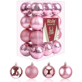 Aitsite Christmas Baubles, 24 Pcs Xmas Baubles Christmas Decorations 6cm Hanging Christmas Balls Shatterproof Christmas Ornaments for Christmas Tree Home Festival Decoration(Pink)