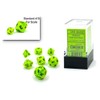 Chessex Dice Set – 10mm Vortex Bright Green/Black Plastic Polyhedral